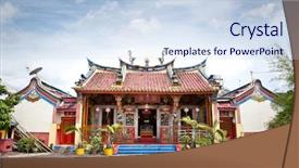  Presentation with chinese culture - Slides enhanced with temple in yogyakarta on java background and a sky blue colored foreground