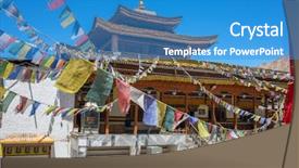  Presentation with india temple - Theme enhanced with temple is a famous buddhist background and a teal colored foreground
