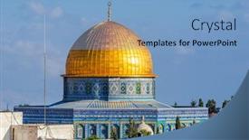  Presentation with temple - Amazing PPT theme having temple-mount-known-as-haram backdrop and a light blue colored foreground
