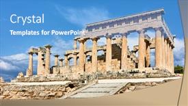  Presentation with greek architecture - Audience pleasing slide deck consisting of temple-of-aphaea-in-aegina backdrop and a teal colored foreground