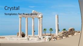  Presentation with ancient ruins - Audience pleasing slide set consisting of temple of apollo ancient ruins backdrop and a light blue colored foreground