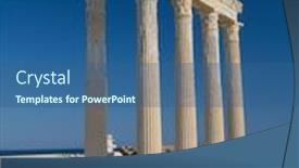  Presentation with temple - PPT theme with hellenistic - temple of apollo in side background and a ocean colored foreground