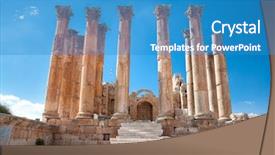  Presentation with temple - Theme consisting of army - german military cemetery normandy france background and a yellow colored foreground