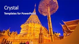  Presentation with chiang mai - Audience pleasing PPT theme consisting of temple of chiang mai thailand backdrop and a navy blue colored foreground