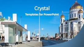  Presentation with bus station - Cool new slide deck with christian cars - bus station near temple backdrop and a teal colored foreground