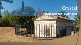  Presentation with church medieval - Cool new presentation theme with temple-of-clitumnus-early-medieval backdrop and a teal colored foreground