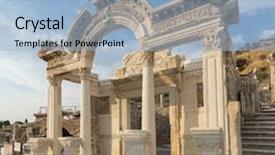  Presentation with temple - Amazing presentation theme having temple of hadrian of ephesus backdrop and a  colored foreground