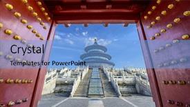  Presentation with heaven - Presentation theme with temple of heaven gateway background and a light blue colored foreground