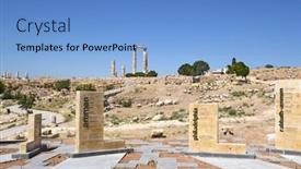 Presentation with amman jordan - PPT theme featuring temple-of-hercules-with-signs background and a light blue colored foreground
