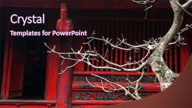  Presentation with vietnam hanoi - Presentation theme consisting of temple of literature in hanoi background and a wine colored foreground