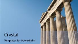  Presentation with temple - Amazing PPT theme having temple of parthenon on acropolis backdrop and a light blue colored foreground