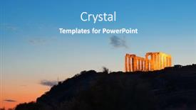  Presentation with dusk - Cool new PPT theme with temple-of-poseidon-at-dusk backdrop and a teal colored foreground