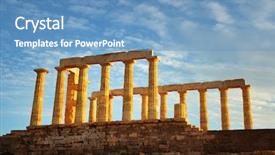  Presentation with temple - Audience pleasing theme consisting of temple of poseidon near athens backdrop and a teal colored foreground