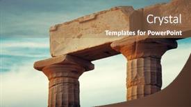  Presentation with temple - Presentation design consisting of temple-of-poseidon-near-athens background and a coral colored foreground