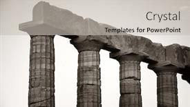  Presentation with temple - Amazing PPT theme having temple-of-poseidon-near-athens backdrop and a light gray colored foreground
