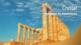  Presentation with temple - Audience pleasing PPT layouts consisting of temple of poseidon near athens backdrop and a teal colored foreground