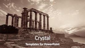  Presentation with temple - Amazing theme having temple of poseidon near athens backdrop and a tawny brown colored foreground