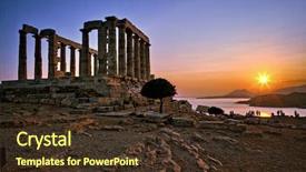  Presentation with temple - Audience pleasing slides consisting of temple of poseidon on cape backdrop and a tawny brown colored foreground