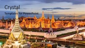  Presentation with bangkok - PPT theme featuring temple of the emerald background and a teal colored foreground
