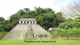  Presentation with pyramid - Beautiful theme featuring temple of the inscriptions - stepped backdrop and a yellow colored foreground