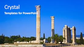  Presentation with zeus - Colorful PPT theme enhanced with temple of the olympian zeus backdrop and a cobalt blue colored foreground
