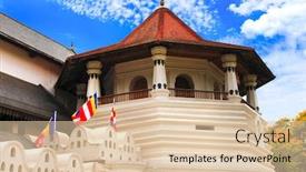  Presentation with monuments - PPT theme featuring temple-of-the-sacred-tooth background and a lemonade colored foreground