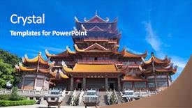  Presentation with buddhism - Beautiful slide set featuring temple of xichan in fuzhou backdrop and a teal colored foreground