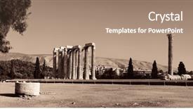  Presentation with zeus - Beautiful PPT theme featuring temple of zeus panorama backdrop and a coral colored foreground