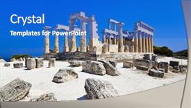  Presentation with archaeology - PPT theme with temple on island aegina greece background and a cobalt blue colored foreground