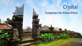  Presentation with pura hindu - Beautiful theme featuring temple pura besakih bali indonesia backdrop and a sky blue colored foreground