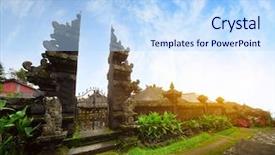 Presentation with pura - Cool new presentation design with temple pura besakih bali indonesia backdrop and a light blue colored foreground