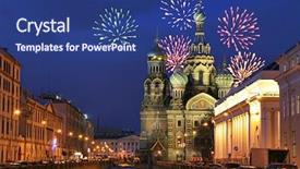  Presentation with blood - PPT theme having orthodoxy - temple savior-on-the-blood in saint-petersburg background and a ocean colored foreground