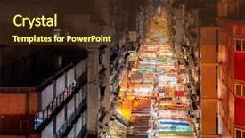  Presentation with flea - Presentation design consisting of temple street night flea market background and a tawny brown colored foreground