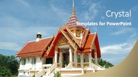  Presentation with thailand - Audience pleasing PPT layouts consisting of temple-taken-in-thailand backdrop and a teal colored foreground