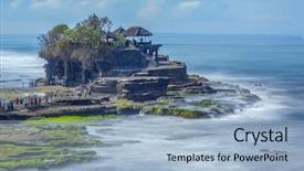  Presentation with bali temple - Colorful theme enhanced with lots - temple tanah lot backdrop and a light blue colored foreground