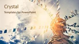  Presentation with nepal flag - Cool new slides with temple with colorful prayer flag backdrop and a lemonade colored foreground