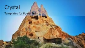  Presentation with cappadocia - Beautiful presentation theme featuring templeof soil - cappadocia backdrop and a light blue colored foreground