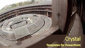  Presentation with china - PPT layouts having templeof soil - fujian tulou-special architecture of china background and a tawny brown colored foreground