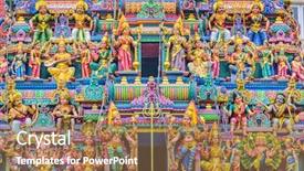  Presentation with hindu - Presentation theme featuring temples - singapore at sri veeramakaliamman temple background and a coral colored foreground