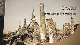  Presentation with thailand - Slides consisting of temples-in-ayuthaya-thailand-retro background and a mint green colored foreground