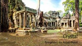  Presentation with temple - PPT theme enhanced with temples of angkor background and a coral colored foreground