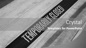  Presentation with caution - Presentation theme having temporarily-closed-caution-tape-closed background and a gray colored foreground