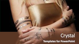  Presentation with flash - Colorful slide set enhanced with temporary - young blonde girl with golden backdrop and a  colored foreground