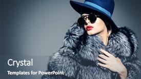  Presentation with luxury fashion - PPT layouts featuring temptation - beautiful woman in luxurious fur background and a ocean colored foreground