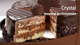  Presentation with cake - Colorful slide deck enhanced with temptation - chocolate cake with bonbon backdrop and a tawny brown colored foreground