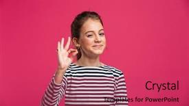  Presentation with happy image - Presentation theme consisting of temptation - image of happy teenage girl background and a red colored foreground