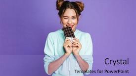  Presentation with makeup - Beautiful PPT layouts featuring temptation - portrait of a funny young backdrop and a light blue colored foreground