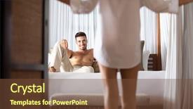  Presentation with woman - Presentation design enhanced with temptation - woman seduces her boyfriend background and a tawny brown colored foreground