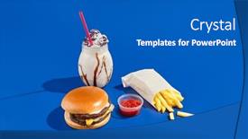  Presentation with burger fries - PPT theme with tempting-combo-meal-with-burger background and a teal colored foreground