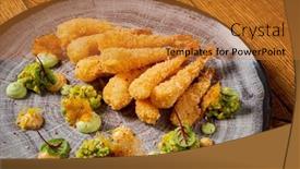  Presentation with japanese style - Presentation having tempura-fried-shrimp-japanese-style background and a gold colored foreground